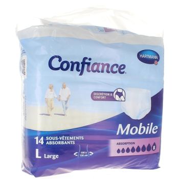 Slip absorption 8 jetable Confiance mobile taille L - 14 sous-vêtements absorbants