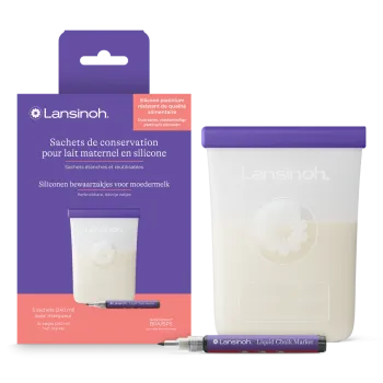 Sachets de conservation pour lait maternel en silicone Lansinoh - bo&icirc;te de 5 sachets de 240ml