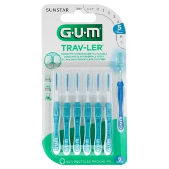 Brossette interdentaire antibactérienne Trav-ler 1.6mm Gum - 6 brossettes