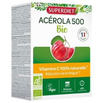 Acérola 500 bio SuperDiet - boîte de 24 comprimés