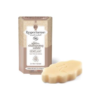 Après-shampooing solide démêlant bio Respectueuse - pain de 40g