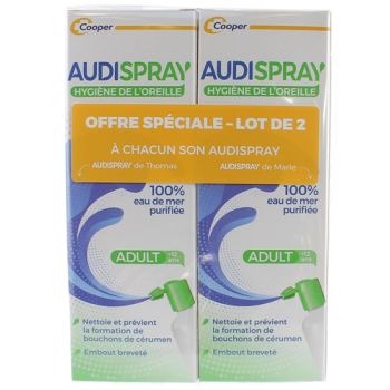 Audispray adultes hygiène de l'oreille - lot de 2 sprays auriculaires de 50 ml