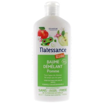 Baume démêlant pomme tous types de cheveux Natessance Kids - flacon de 250 ml
