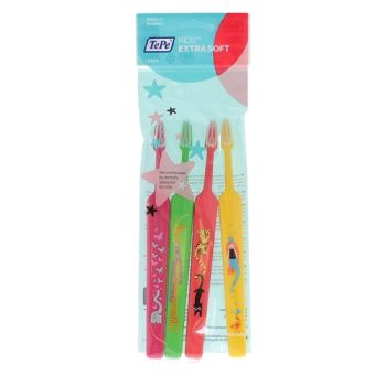 Brosses à dents kids extra-souples TePe - lot de 4 brosses à dents