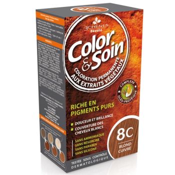 Color & soin coloration permanente Blond cuivré 8C Les 3 chênes - 1 kit