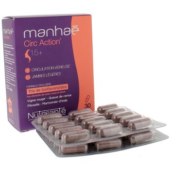 Complément alimentaire circ action circulation veineuse manhaé Nutrisanté - boite de 30 gélules