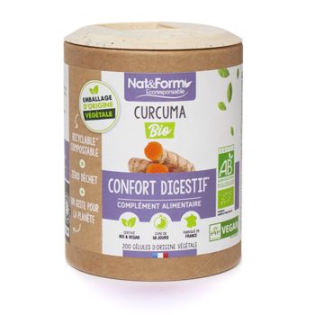 Curcuma confort digestif bio Nat&Form - boite de 200 gélules
