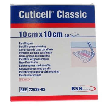 Cuticell classic compresse de gaze paraffinée BSN Médical - 10 compresses de 10 cm x 10 cm