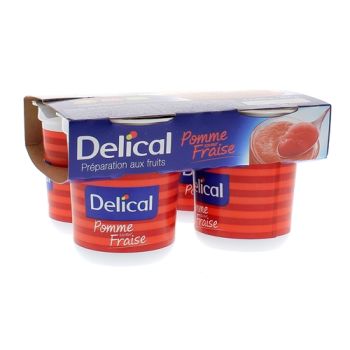 Nutra'pote Dessert aux fruits pomme fraise Delical - lot de 4 pots de 200g