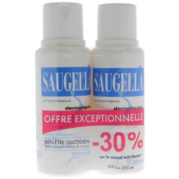 Dermoliquide émulsion lavante douce Saugella - 2 flacons de 250 ml