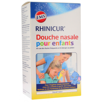 Douche nasale pour enfants Rhinicur - boîte d'une douche nasale + 4 sachets de sel de rinçage nasal pour enfants