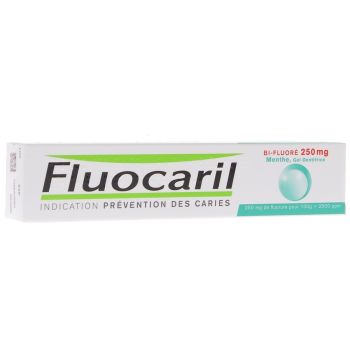 Gel dentifrice menthe bi-fluoré 250 mg Fluocaril - tube de 75 ml