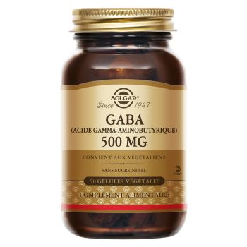 GABA (Acide Gamma-Aminobutyrique) 500 mg Solgar - boîte de 50 gélules végétales
