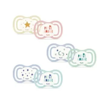 Sucettes anatomiques F1 extra fine jour nuit 0-6 mois Dodie - 2 sucettes