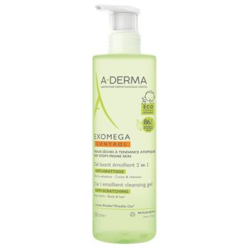 Exomega Control Gel lavant émollient 2 en 1 A-Derma - flacon de 500 ml