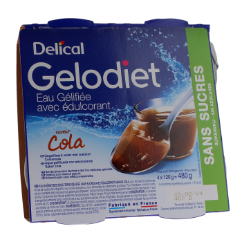 Gelodiet Eau gélifiée avec édulcorant saveur cola Delical - lot de 4 pots de 120g