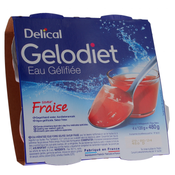 Gelodiet Eau gélifiée saveur fraise Delical - lot de 4 pots de 120g