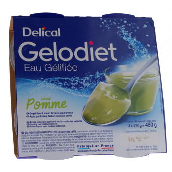 Gelodiet Eau gélifiée saveur pomme Delical - lot de 4 pots de 120g