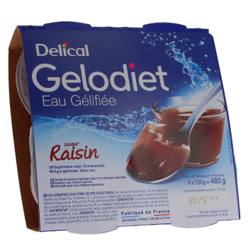 Gelodiet Eau gélifiée saveur raisin Delical - lot de 4 pots de 120g