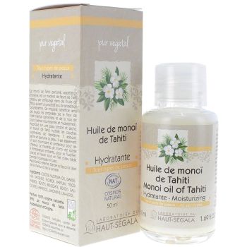 Huile de Monoï de Tahiti Bio Hydratante Laboratoire Haut-Ségala - flacon de 50 ml