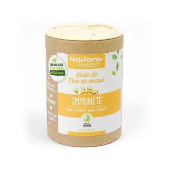 Huile de foie de morue Ecoresponsable Nat&Form - Boite de 60 capsules