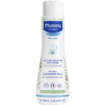 Lait de toilette sans rinçage peau normale bébé et enfant Mustela - flacon de 200 ml