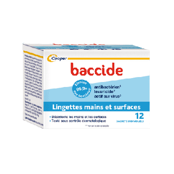 Lingettes mains et surfaces Baccide - boîte de 12 sachets individuels