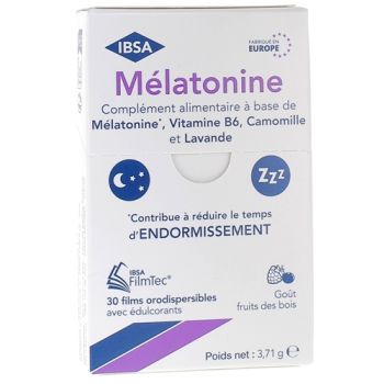 Mélatonine 1mg goût fruits des bois FilmTec Ibsa Pharma - boîte de 30 films orodispersibles