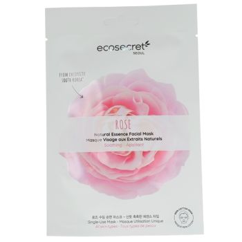 Masque visage apaisant aux extraits naturels de rose Eco Secret - un masque en tissu