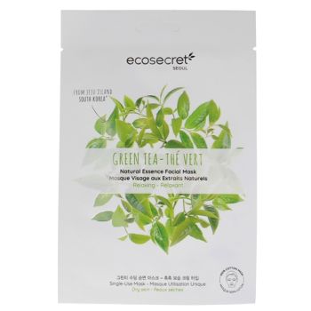 Masque visage relaxant aux extraits naturels de thé vert Eco Secret - un masque en tissu