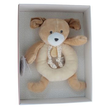 Mini doudou chien hochet Doudou et compagnie - boîte avec doudou de 20 cm