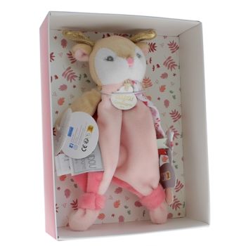 Mini doudou renne attache sucette Doudou et compagnie - boîte avec doudou de 15 cm