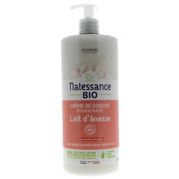 Natessance Crème de douche hydratante lait d'ânesse Léa Nature - flacon-pompe de 1L