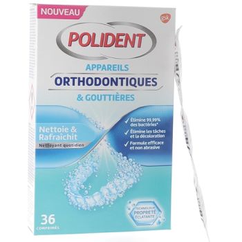 Polident nettoyant appareil orthodontique gouttière - boite de 36 comprimés