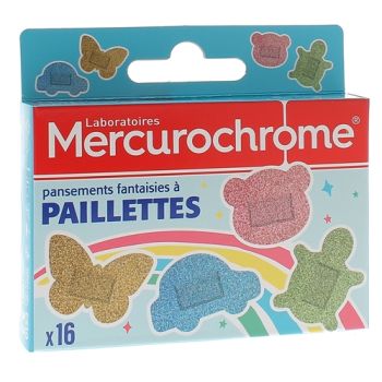 Pansements fantaisies à paillettes Mercurochrome - boîte de 16 pansements