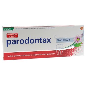 Parodontax blancheur dentifrice fluor saignement occasionnels gencives - 2 tubes de 75 ml