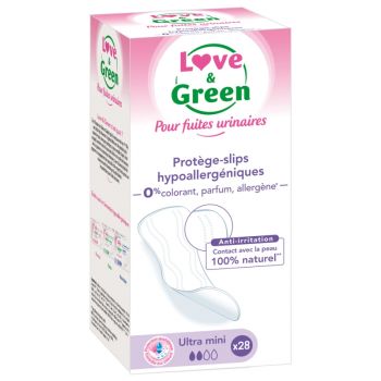 Protège-lingeries pour fuites urinaires Ultra-mini Love & Green - 28 protèges-slips