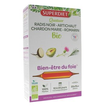Quatuor bien-être du foie Bio Super Diet - boîte de 20 ampoules
