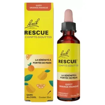 Rescue goût orange mangue Fleurs de Bach - flacon compte-gouttes de 20ml