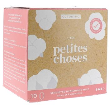 Serviette Hygiénique Nuit Bio Les Petites Choses - boîte de 10 serviettes