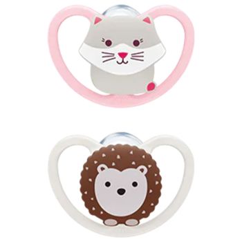 Space Sucettes silicone 0-6 mois NUK - lot de 2 sucettes
