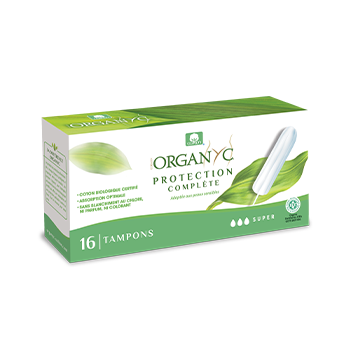 Tampons Super bio sans applicateur Organyc - boîte de 16 tampons