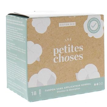 Tampons sans applicateur flux normal bio Les Petites Choses - boite de 18 tampons
