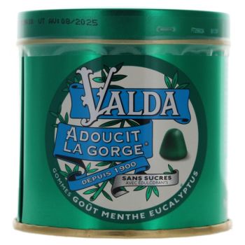 Valda Gommes menthe et eucalyptus sans sucre - boite de 140 g