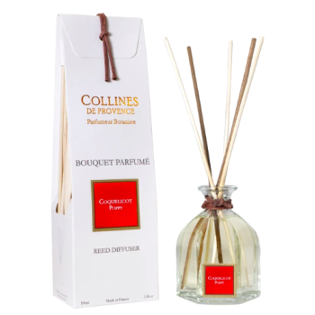 Bouquet parfumé coquelicot Collines de Provence - flacon en verre + tiges de rotin naturel