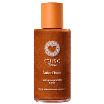 Huile glow pailletée amber flower Musc Intime - flacon de 100ml