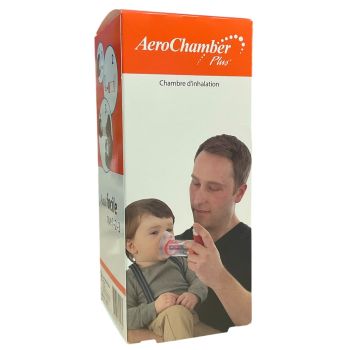 Chambre d'inhalation 0 à 18 mois AeroChamber - boite d'une chambre avec masque