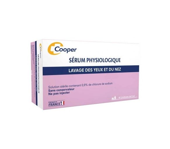 Sérum physiologique stérile Cooper - boite de 40 unidoses de 5 ml - image 1