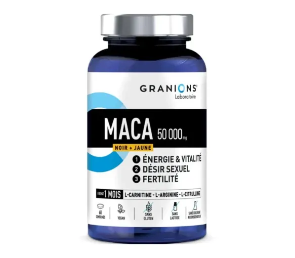 Maca noir + jaune 50000mg Granions - pot de 60 gélules - image 1