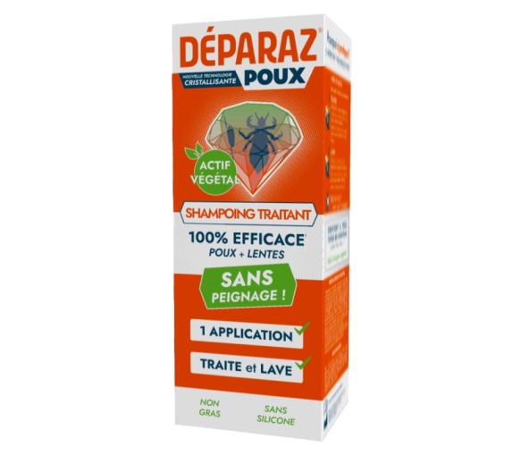 Déparaz Shampoing traitant poux + lentes sans peignage - flacon de 150ml